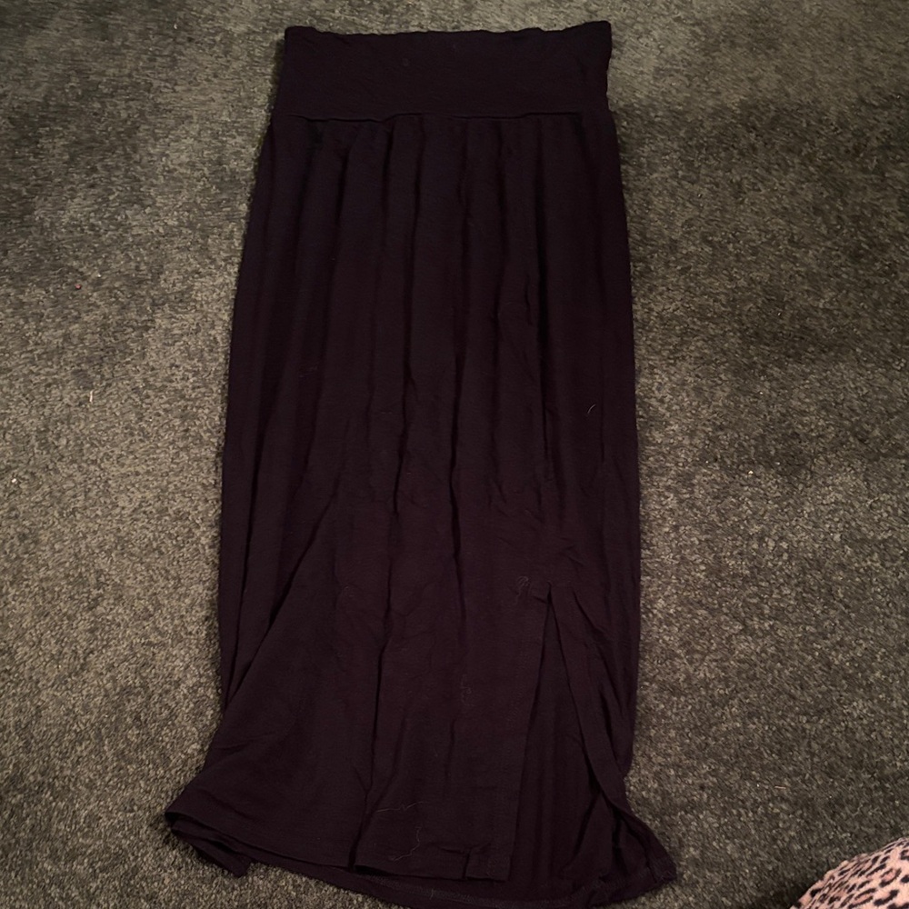 Women's Boack Maxi Skirt with Wide Waistband